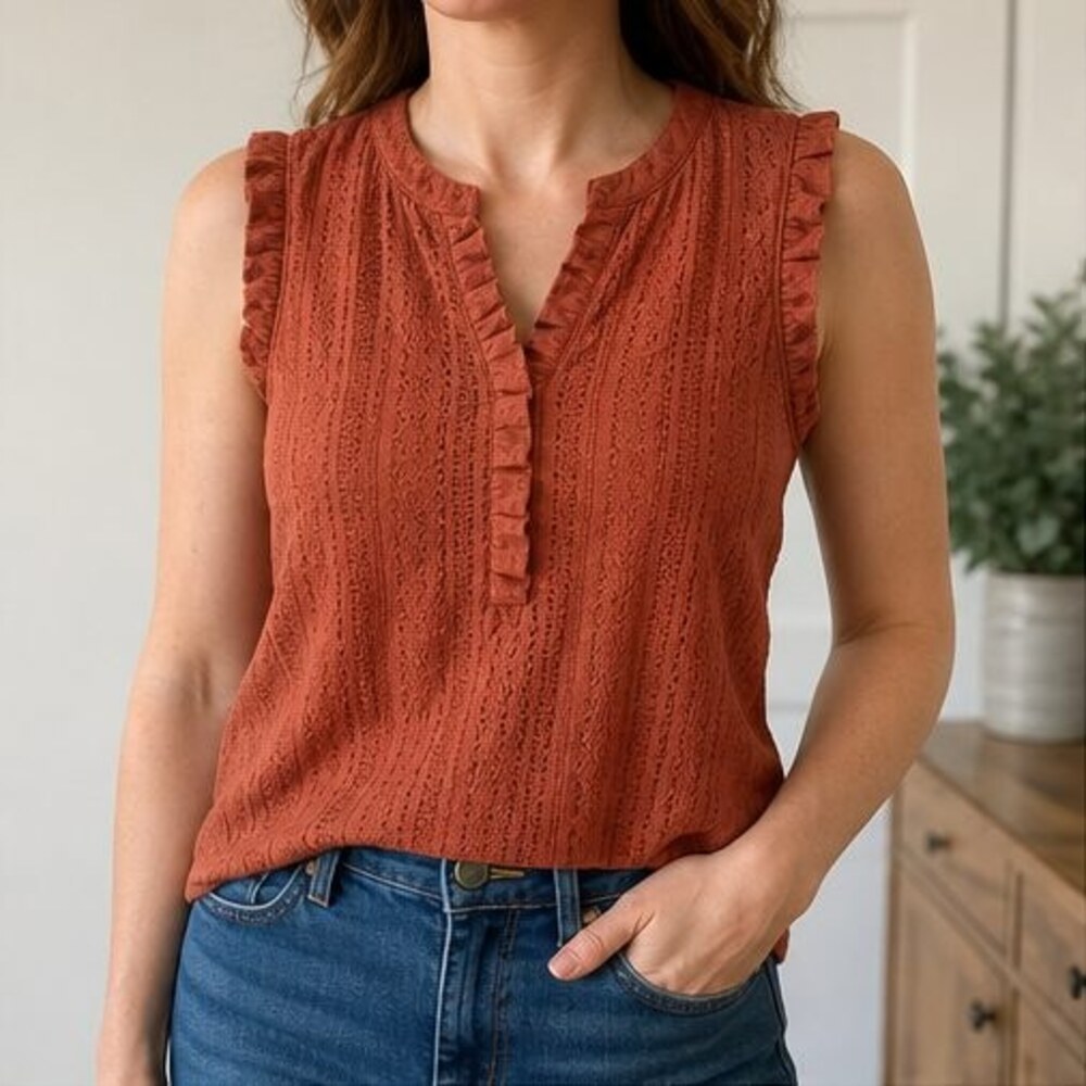 Rust Button Blouse - Picture 2 of 6